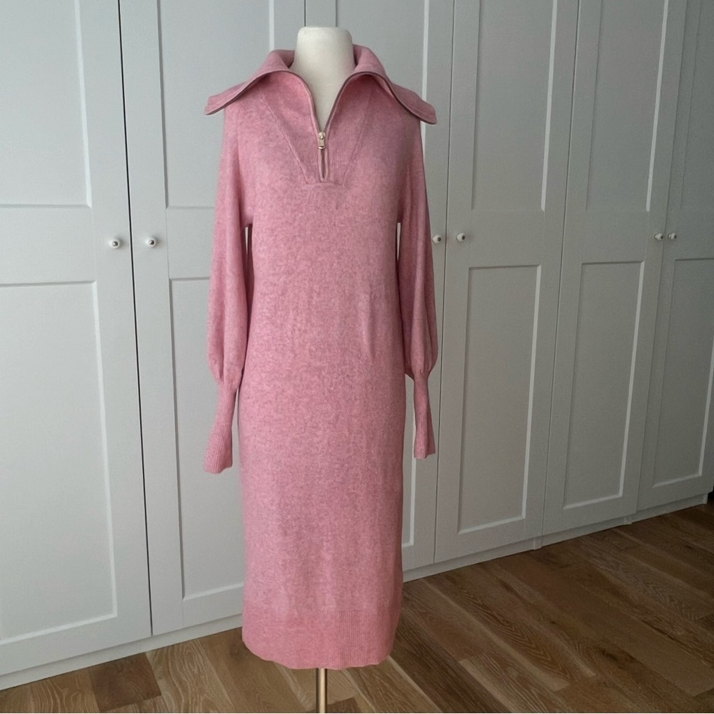 J.Crew Pink Half-Zip Sweater Dress in Super Soft Yarn sz XS - Picture 5 of 15